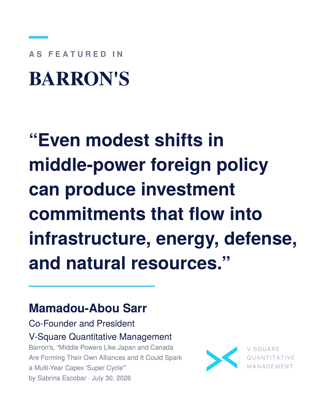 Barron's: Mamadou-Abou Sarr shares insights on investing in a more multipolar world.